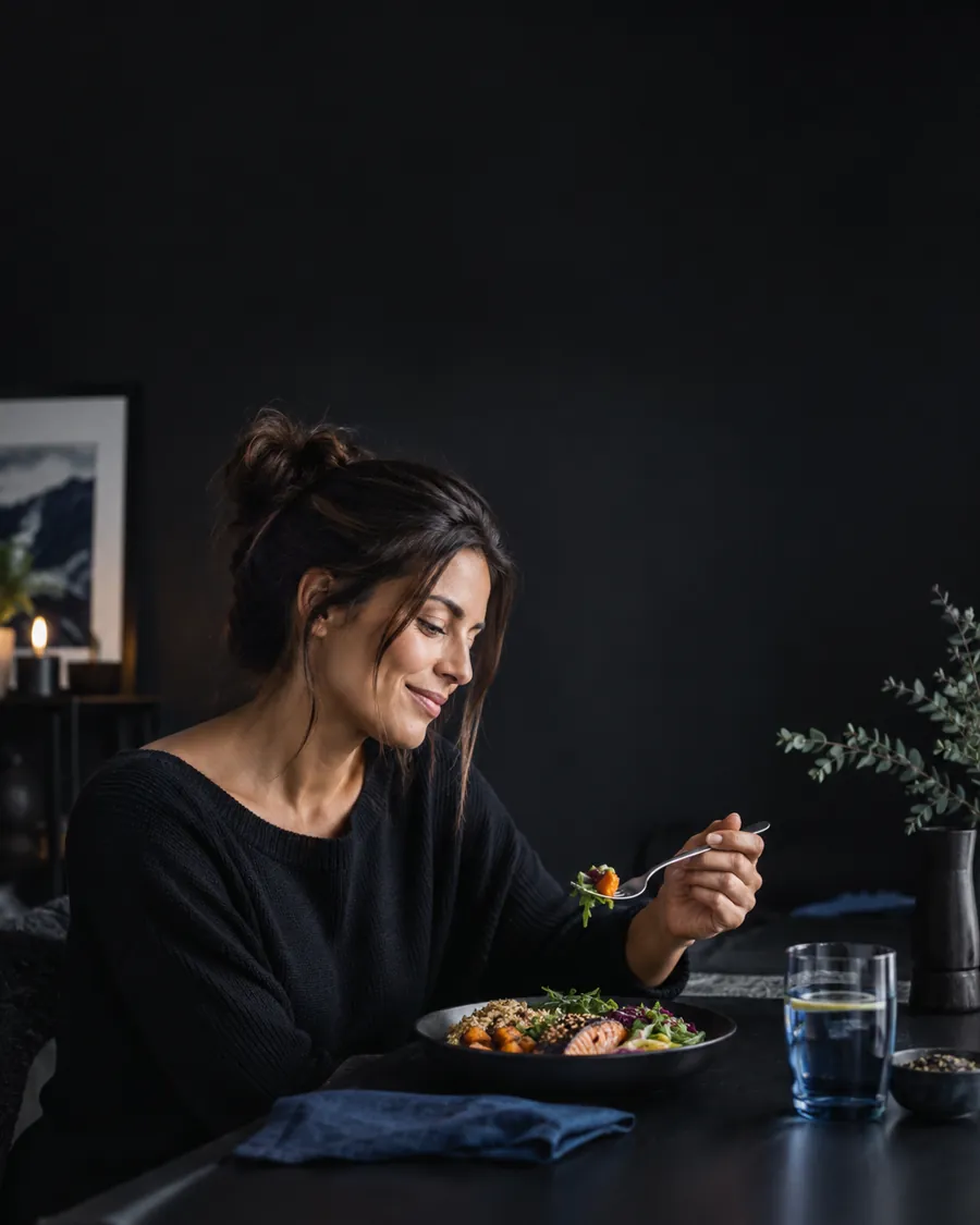 A relaxed lunch break with a prepared meal
