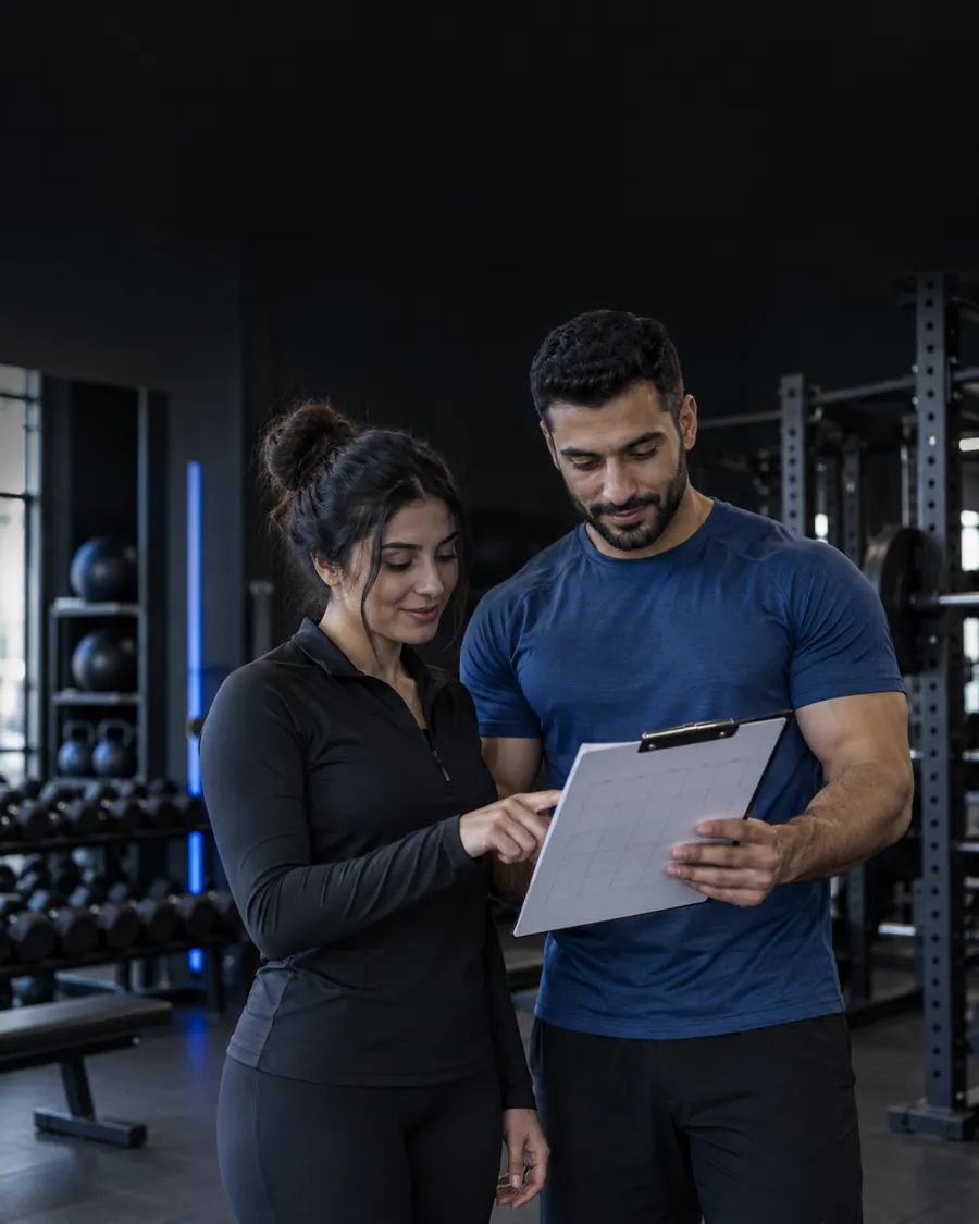 A training calendar being reviewed with a coach